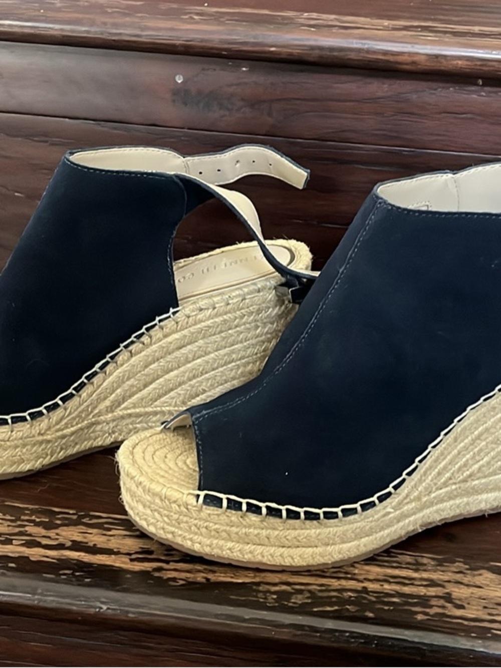 Kenneth Cole New York Black Espadrille Wedge Sandals